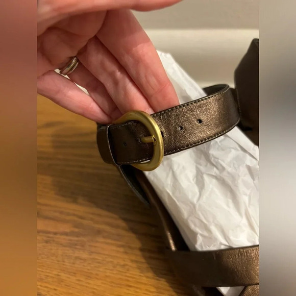 Cole Haan Leather Buckle Strappy Platform Wedge Shoes NWOT - Picture 3 of 8